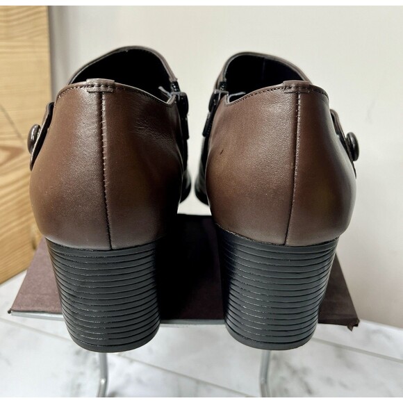 Covington Loafers Womens Shoes Sz 9.5 Brown Leather Block Heel Y2K Retro Regency - Picture 8 of 12